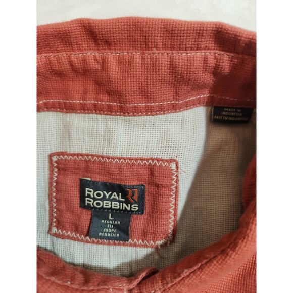 Royal Robbins Shirt Mens Large Red 100% Cotton Long Sleeve Gorpcore Camping - Picture 2 of 12